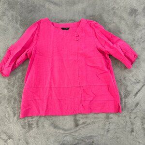 Ali Miles Hot Pink Blouse Shirt Women's size XL Petite XLP